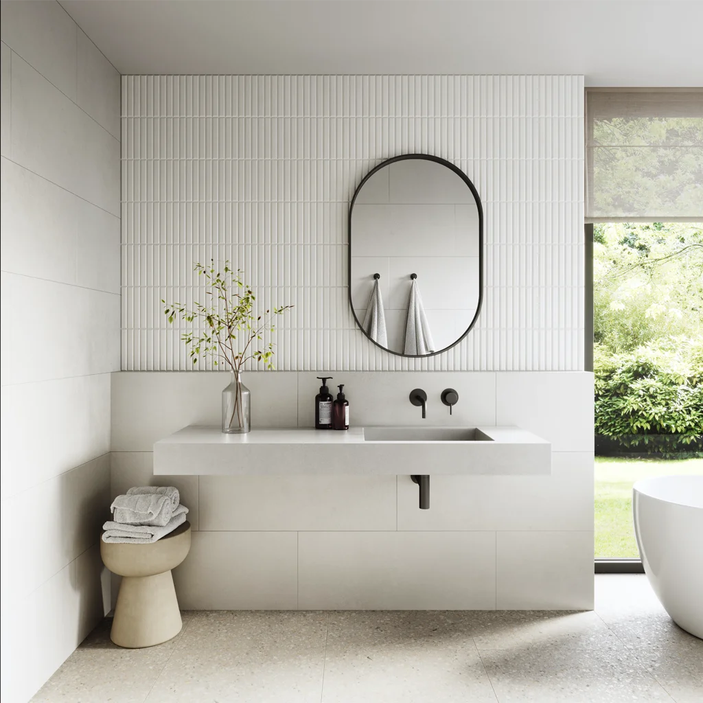 Wall Hung White Baly Concrete Vanity