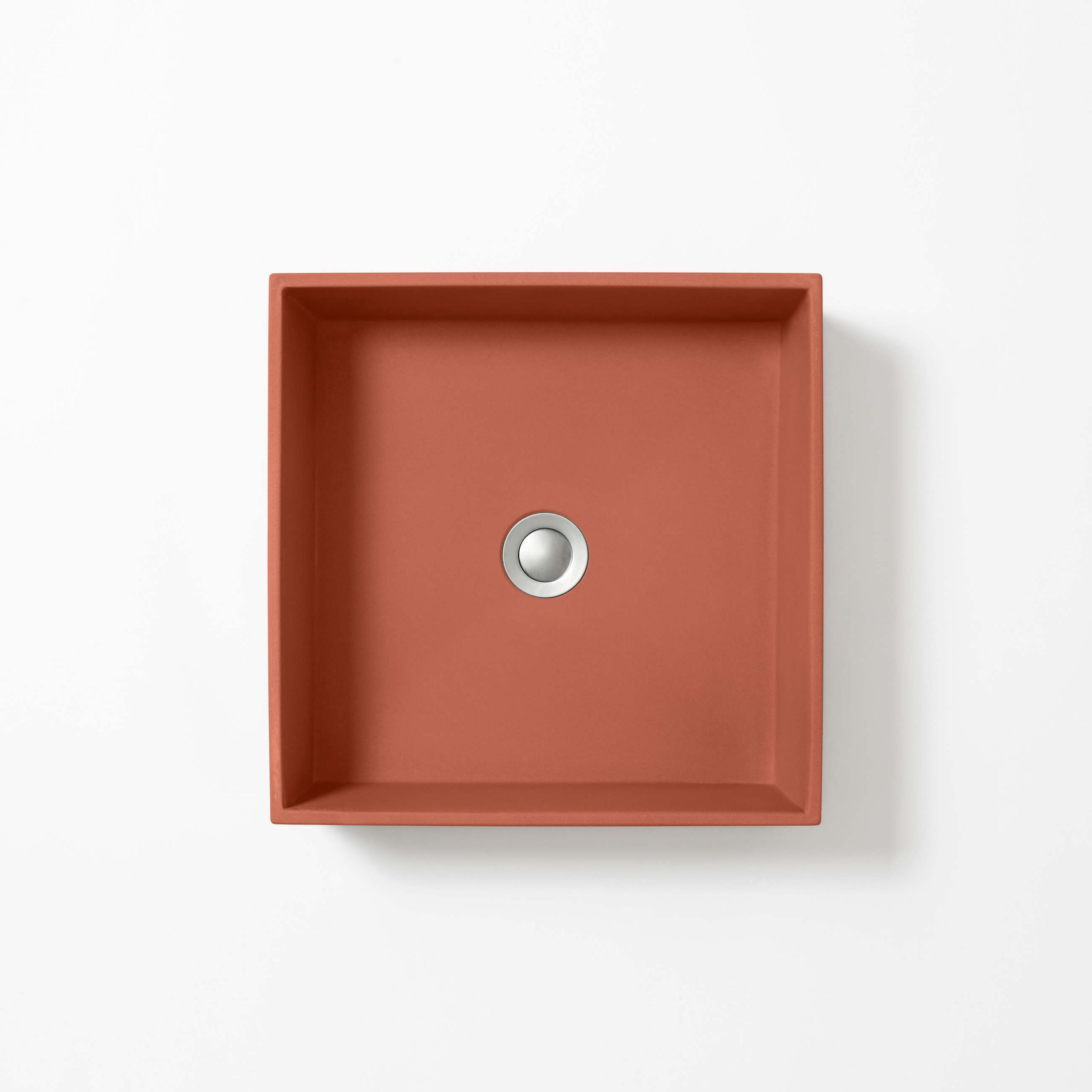 Concrete Studio Slab Square basin in Terracotta