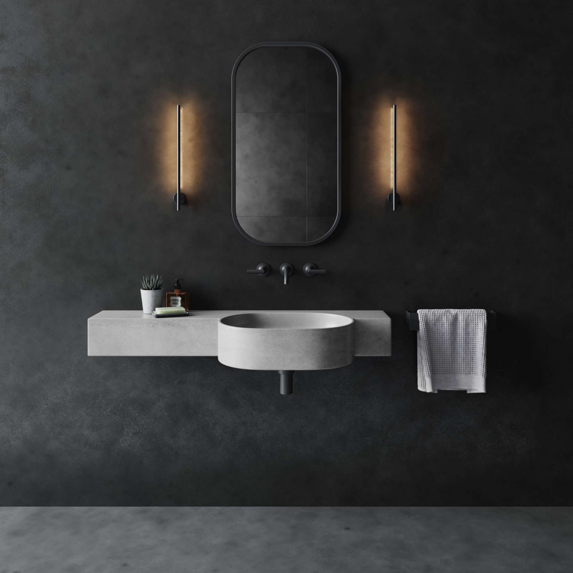 Kaarla Semi-Recessed Concrete Basin